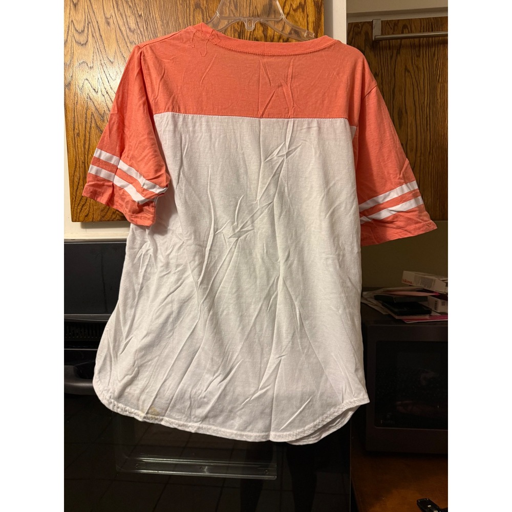 Bobbie Brooks Slay GraphicTee Womens 1X Coral White ColorblockShort Sleeve Shirt - Picture 5 of 5